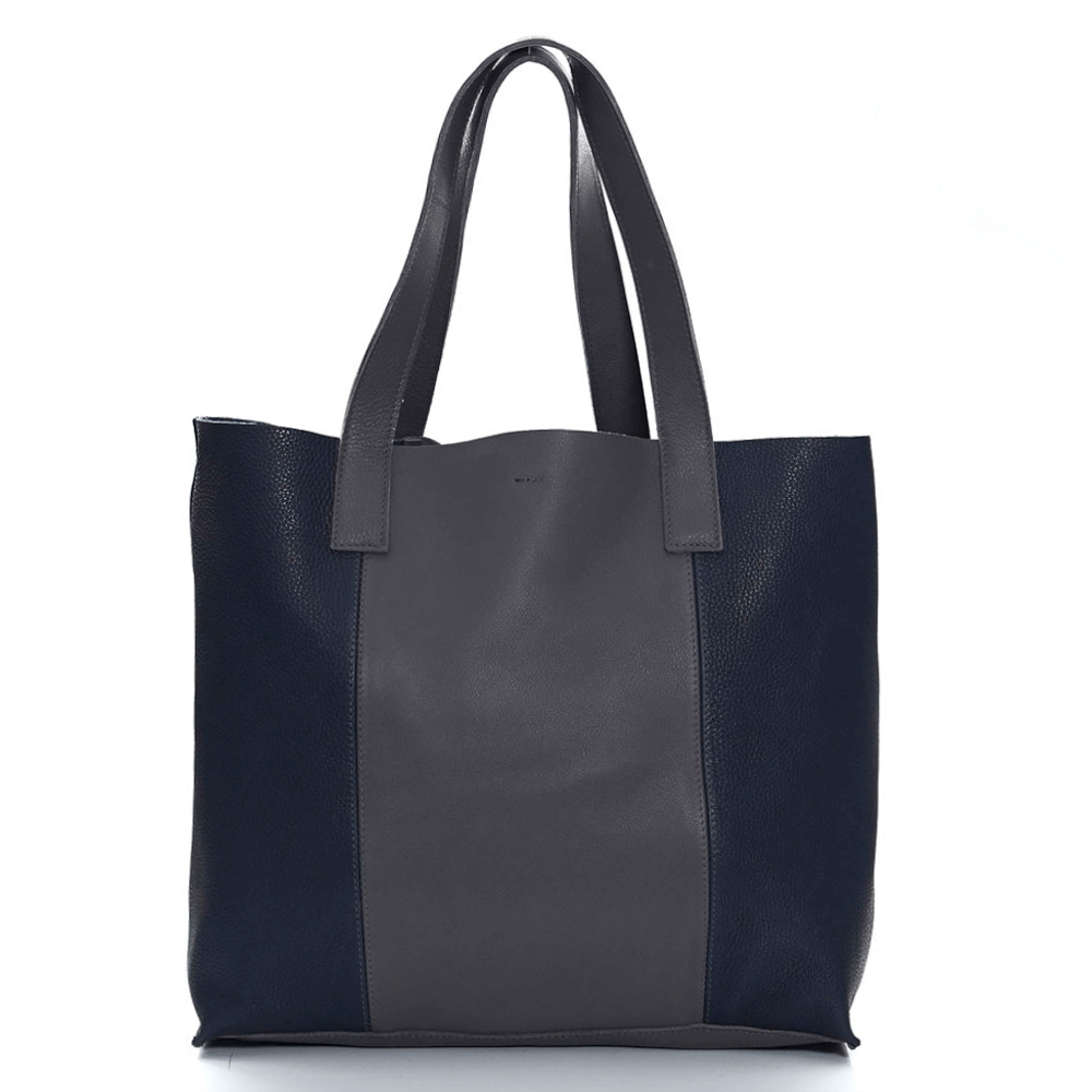 Дамска чанта от естествена италианска кожа модел ESTER blue/gri